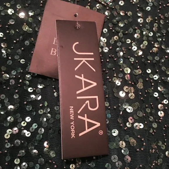 J KARA 3/4 Sleeve V-Neck Beaded Top Long Gown  NEW WITH TAGS! - Picture 15 of 16